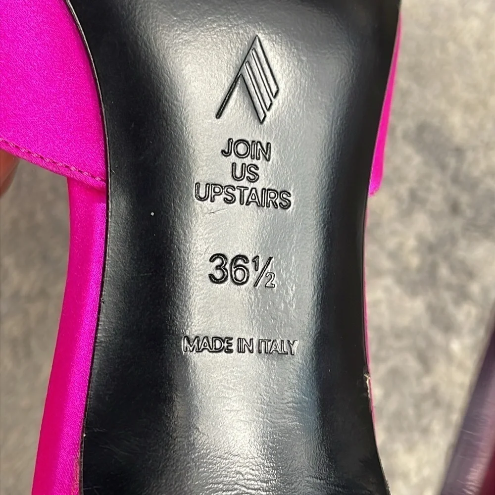 New The Attico Perine Satin Pumps Pointed Toe Fuchsia Pink Sz 36.5